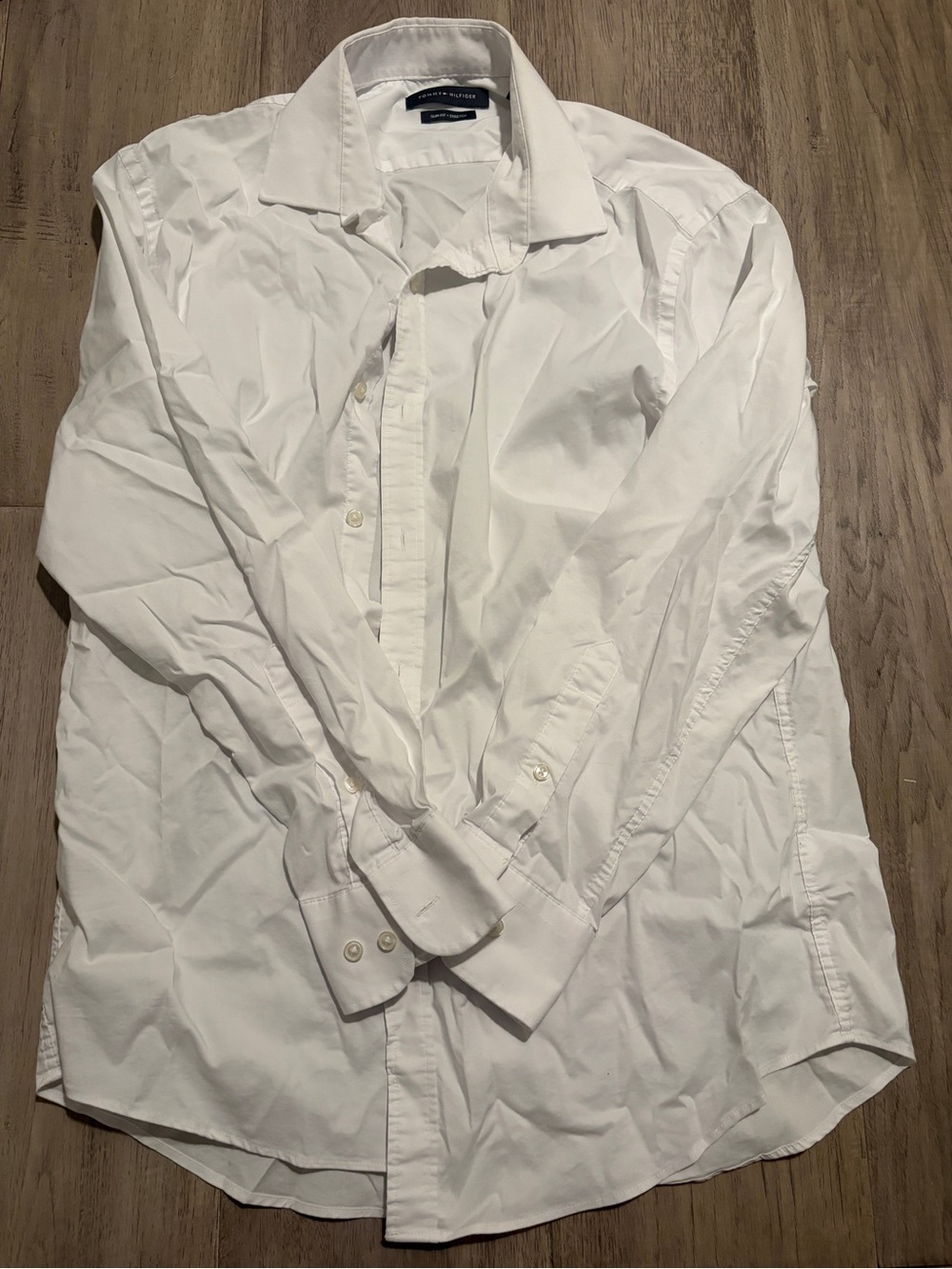 Tommy Hilfiger White Men's Dress Shirt - Classic Collared Button-Up